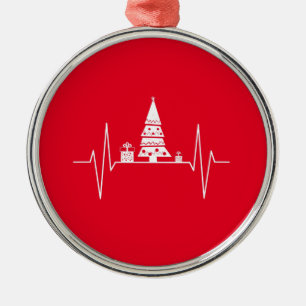 Christmas Heartbeat Metal Tree Decoration