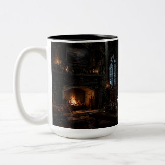 Christmas Hearth Window Black Mug