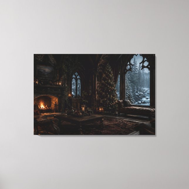 Christmas Hearth Window Wrapped Canvas (Front)
