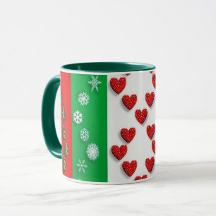 Christmas Hearts & More, colourful design, Mug