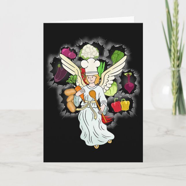 Christmas Heavenly Cooking Vegetables Kitchen Chef Card (Front)