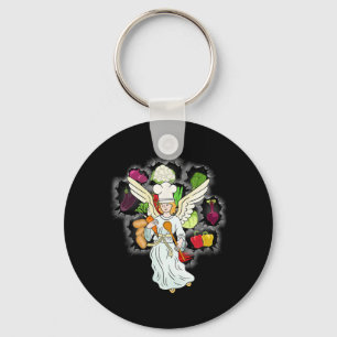 Christmas Heavenly Cooking Vegetables Kitchen Chef Key Ring
