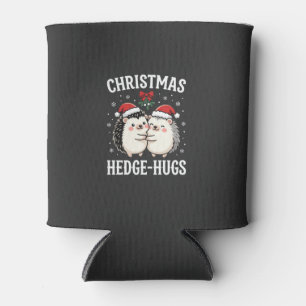Christmas Hedge-Hugs Cute Hedgehog Holiday Can Cooler