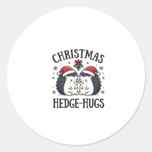 Christmas Hedge-Hugs Cute Hedgehog Holiday Design Classic Round Sticker