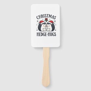 Christmas Hedge-Hugs Cute Hedgehog Holiday Design Hand Fan