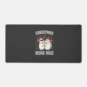 Christmas Hedge-Hugs Cute Hedgehog Holiday Desk Mat