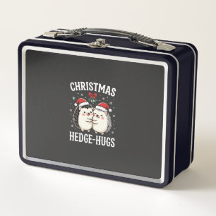 Christmas Hedge-Hugs Cute Hedgehog Holiday Metal Lunch Box