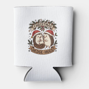 Christmas Hedge Hugs Hedgehogs Santa Hats Snowflak Can Cooler