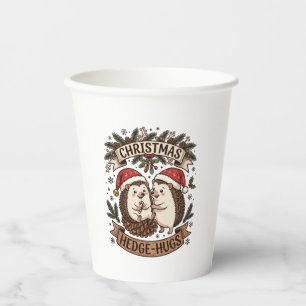 Christmas Hedge Hugs Hedgehogs Santa Hats Snowflak Paper Cups