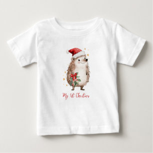 Christmas Hedgehog in Santa Hat  Baby T-Shirt