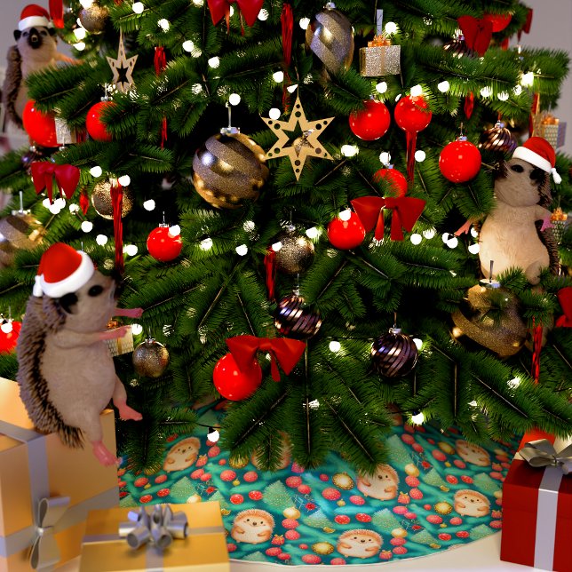 Christmas Hedgehog Whimsical Brushed Polyester Tree Skirt (Creator Uploaded)