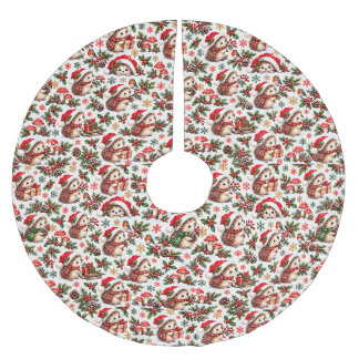 Christmas Hedgehog Woodland Wishes Brushed Polyester Tree Skirt