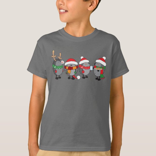 Christmas hedgehogs T-Shirt (Front)