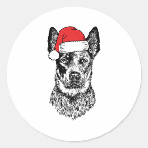 Christmas Heeler Santa Dog Holiday  Classic Round Sticker