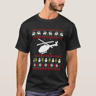 Christmas Helicopter Pilot Ugly Xmas Helicopters L T-Shirt