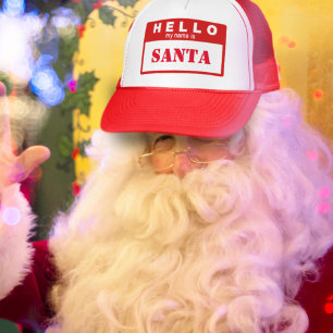 Christmas Hello My Name is Santa Trucker Hat