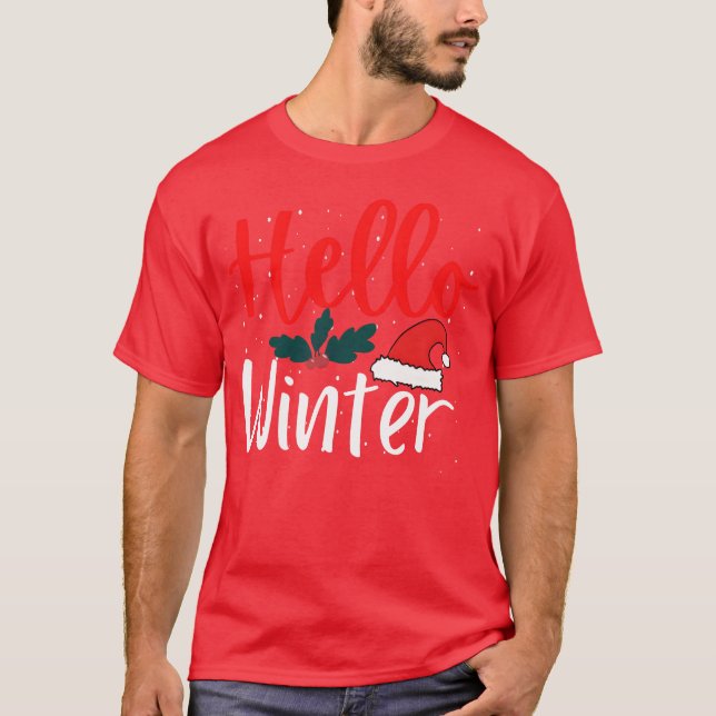 Christmas Hello Winter Cute Christmas girl T-Shirt (Front)