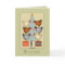 Christmas hens decorate tree on linen Card