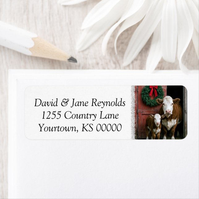 Christmas Hereford Cow and Calf (Insitu)