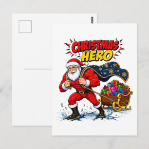 Christmas Hero Comic Santa Claus Postcard
