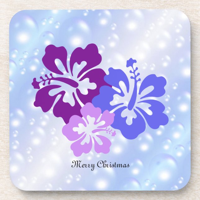 Christmas Hibiscus in Shades of Purple Coaster (Front)