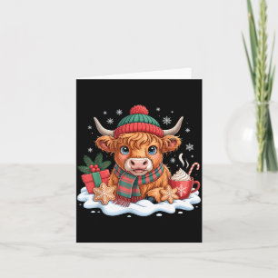 Christmas Highland Cow Cute Heifer Cow Santa Hat M Card
