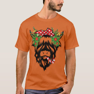 Christmas Highland Cow Funny Farm Animal  T-Shirt