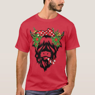 Christmas Highland Cow Funny Farm Animal T-Shirt