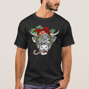 Christmas Highland Cow Merry Christmas Happy Holid T-Shirt