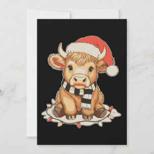 Christmas Highland Cow Moo Xmas Holiday Season Card
