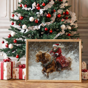 Christmas Highland Cow Mrs Claus Decoupage  Tissue Paper