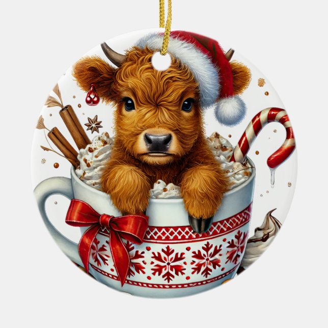 Christmas Highland Cow Ornament (Front)