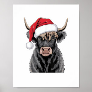 Christmas Highland Cow Santa Highland Cow Lover Fa Poster
