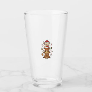 Christmas Highland Cow Stack Vintage Engraving Des Glass
