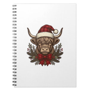 Christmas Highland Cow Vintage Engraving Design_1 Notebook