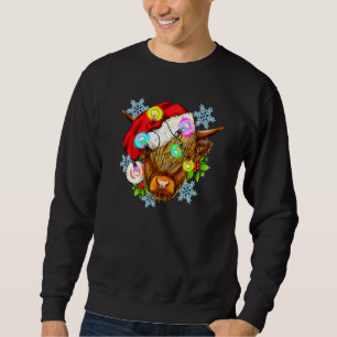 Christmas Highland Cow Western Christmas Light Cow Sweatshirt