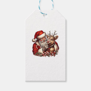 Christmas Highland Cow With Santa Scottish Vintage Gift Tags