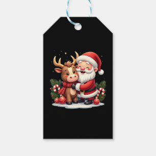 Christmas Highland Cow With Santa Scottish Vintage Gift Tags