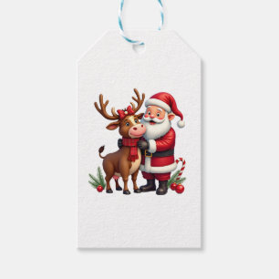 Christmas Highland Cow With Santa Scottish Vintage Gift Tags