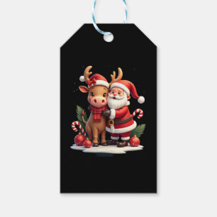 Christmas Highland Cow With Santa Scottish Vintage Gift Tags