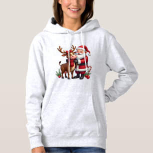 Christmas Highland Cow With Santa Scottish Vintage Hoodie