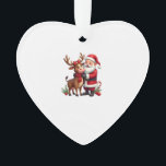 Christmas Highland Cow With Santa Scottish Vintage Ornament<br><div class="desc">Christmas Highland Cow With Santa Scottish Vintage T-Shirt (1)</div>