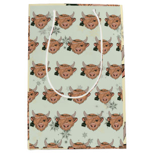 Christmas highland cows medium gift bag