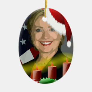 christmas hillary clinton ceramic tree decoration