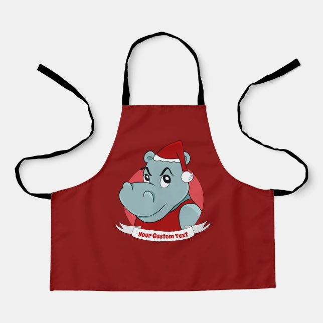 Christmas hippo cartoon apron (Front)