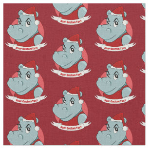 Christmas hippo cartoon fabric