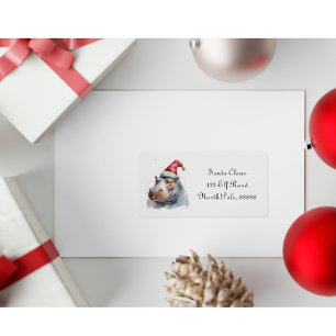 Christmas Hippo, customisable Label