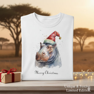 Christmas Hippo, customisable T-Shirt