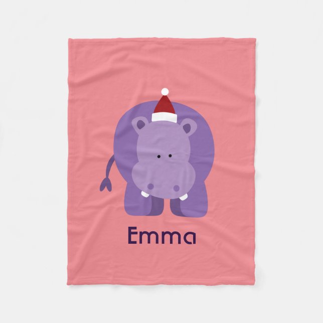 Christmas Hippo Fleece Blanket (Front)