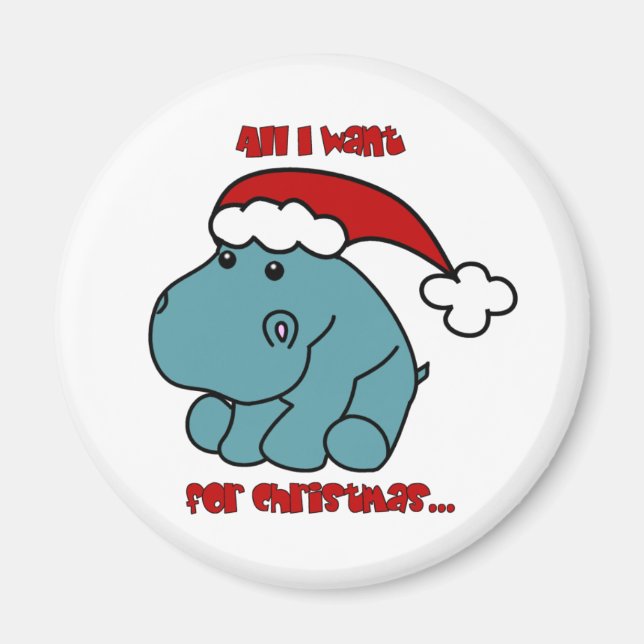 Christmas Hippo Magnet (Front)